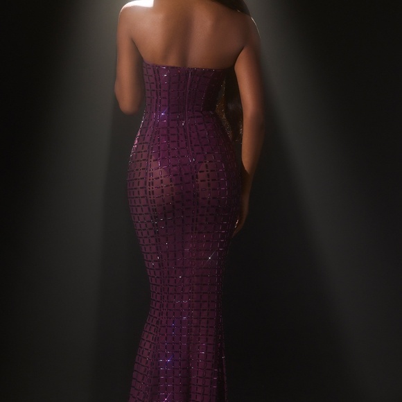Oh Polly Embellished Strapless Gown in Deep Purple 8 - Picture 2 of 3